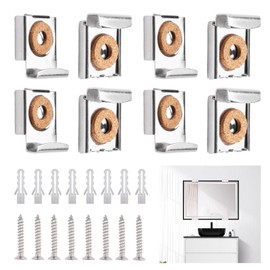 8 Stück Spiegelhalterung Wand, Federbelastete Spiegelhalter, Höhenverstellbare Spiegel Aufhängung, Spiegelbefestigung, Spiegelklammern, Spiegelaufhänger, Spiegelaufhängungen Clips Set für Spiegel Glas