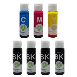Canon Compatible Ink Refill (BK/C/M/Y), BC-310/311, BC-340/341, BC-345/346, BC-360/361, BC-365, BC-366, Set of 4 Colors + 3 Black (Total 7 Bottles), 1.1 fl oz (30 ml) Each Instrument Included Shooter