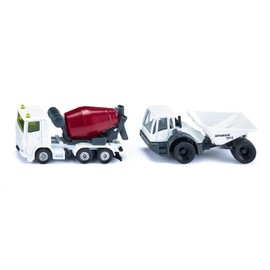 siku 1692, Construction Set: Dumper and Concrete Mixer, White,Red, Metal,Plastic, Rubber tyres