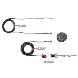 MaxTow Double Vision 100 PSI Fuel Pressure Gauge Kit - Includes Electronic Sensor - Black Gauge Face - Green LED Illuminated Dial - Analog & Digital Readouts - for Trucks - 2-1/16" 52mm