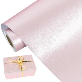 BEISHIDA Pink Gift Wrapping Paper Metallic Shine Wrapping Paper Roll Solid Color Gift Wrap Paper, Packing Paper for Wedding, Birthday, Graduation, Christmas Wrapping Paper(17inches X 32.8ft)