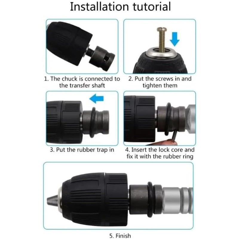 Keylless Drill Chuck, Electric Drill, 3/8 Thread 0.8 mm-10 mm
