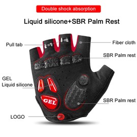 ROCKBROS Road Cycling Gloves for Men Women Commuter Gloves Half Finger Biking Gloves with Gel Padded Shock Absorbing, Breathable Anti Slip Road Bike Gloves for Summer Bicycling Riding Red -S