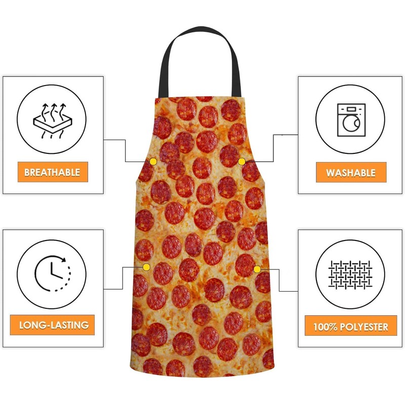 BGBDEIA Pizza Pepperoni Kitchen Apron for Women Men, Unisex Adjustable
