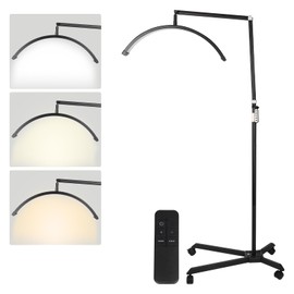 Half Moon Light with Wheels , 23IN Standing Half-moon Lamp with Phone Holder, LED Light for Manicure, Eyelash Extension, Skin Management with remote control, CRI>90, Color Temperature 3000-6000K