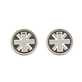 iJDMTOY Black/Grey 73mm Union Jack UK Flag Style Silicone Insert Mats Compatible With MINI Cooper R55 R56 R57 R58 R59 Front Console Drink Holders