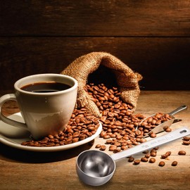 Geiserailie 8 Pieces 2 Tablespoon Scoops with Long Handle, 30 ml Stainless Steel Measuring Spoon for Coffee Milk Fruit Powder, Loose Tea Dry, Spice Jar, Cooking Baking, and Other Dry Goods