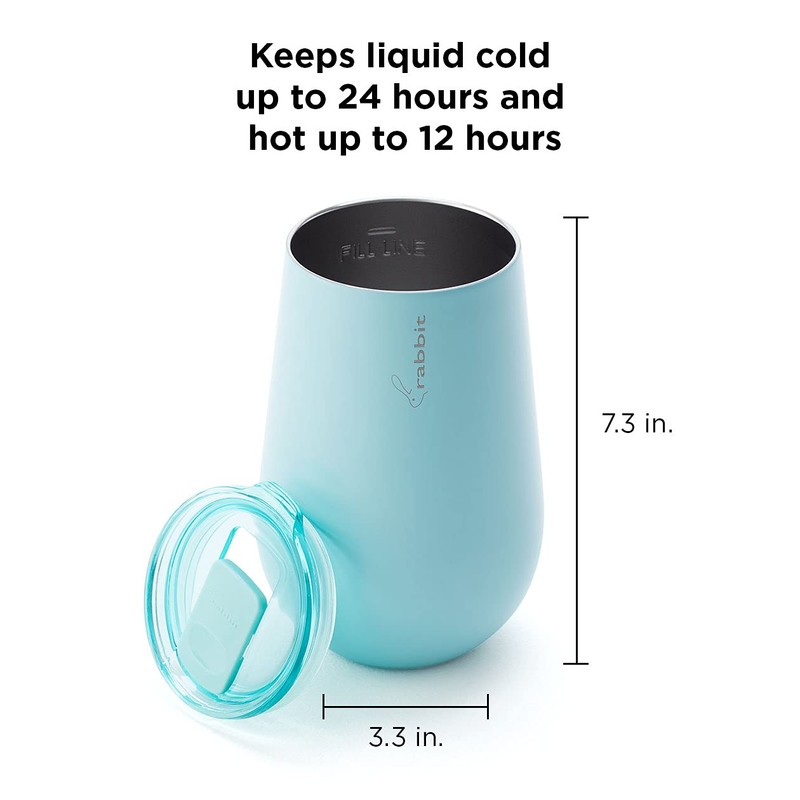 Rabbit Double Walled Stainless Steel Wine Tumbler, Includes Splash-Free Sliding