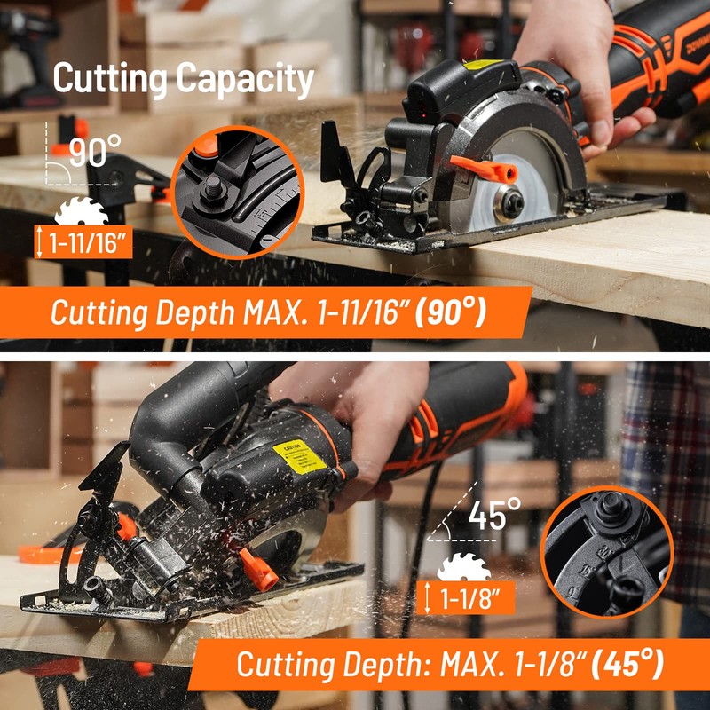 DOVAMAN Circular Saw, 5.8A 4-1/2" Circular Saw w/Laser, Metal Auxiliary