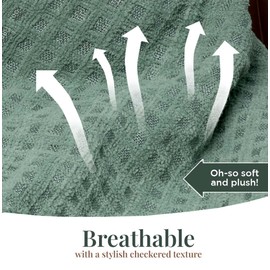 Folkulture Christmas Throw Blanket for Couch or Sage Green Throw Blankets for Bed, 60"x50" Boho Knitted Throw Blanket or Knit Bed Blanket, Chenille Bed Throw Blanket or Cozy Couch Throw Blanket