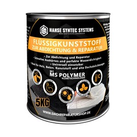 HSS Liquid Plastic for Sealing & Repair, High Yield, Solvent & Bitumen-Free, Seals Immediately, MS Polymers, Waterproof, UV and Weather Resistant (Grey, 5 kg Tub)