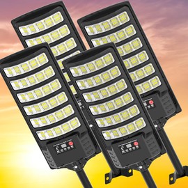 Solar Street Lights Outdoor Waterproof ,20000LM 320° Wide Angle Solar Flood light, LED Solar Parking Light with Motion Sensor and Remote Control for Outdoor, Streets, Courtyards,Parking Garages,-4Pack