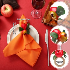 Yoande 6 Pcs Pomegranate and Apple Napkin Rings Rosh Hashanah Napkin Ring Holders Artificial Fruit Farmhouse Decoration for Autumn Christmas Dinner Party Table Settings
