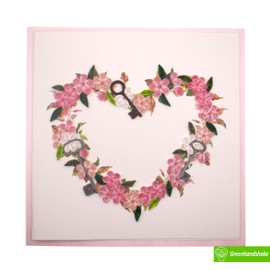 Floral Heart Lock, Quilling Card 3D - Unique Dedicated Handmade, Design Greeting Card for Birthday, Valentine's Day, Mothers Day, Spring, Fathers Day, Graduation, Wedding, Anniversary, Thank You, Get
