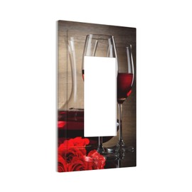 Xuejiaku Outlet Covers Wine Glass Wines Cup Red Rose 1 Gang Wall Plate Single Rocker Light Switch Cover Decorative GFCI Receptacle Cover Electrical Switchplate for Bathroom Bedroom Kitchen Decor