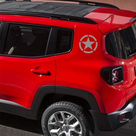 Autodomy Pack of 2 Sticker Stars, Military Sticker, Resistant to Rain and Sun, Sticker for Car, 4x4 Offroad Off-Road Vehicle, Us Army Sticker (Silver, 10 cm)