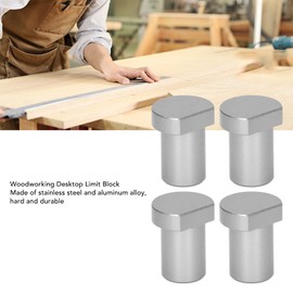 Pack of 4 Bench Hooks, Woodworking Desktop Boundary Blocks with 20 mm / 0.8 Inch Diameter, Multifunctional Workbench Peg Brake Stops (Silver)