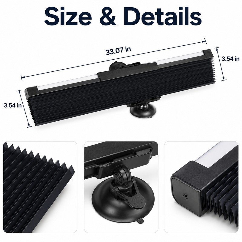 Retractable Car Sunshade for Windshield - Reflective Foldable UV Heat