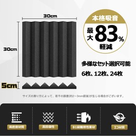 YOPIN Sound Absorption Material, 11.8 x 11.8 x 2.0 inches (30 x 30 x 5 cm), Extra Thick Urethane Foam, Sound Absorption Countermeasures, Indoor Decoration, Musical Instrument, Noise Reducing, Soundproofing, Soundproofing Panel, Double Sided Tape Included