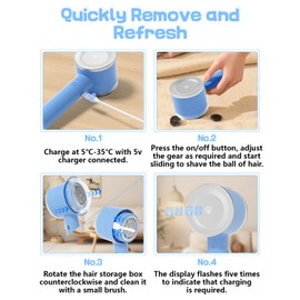 Felomence Fabric Shaver, Rechargeable Lint Shaver, Sweater Defuzzer with 3 Speeds to Remove Pilling for Clothes, Sweater, Couch,Furniture(Blue)