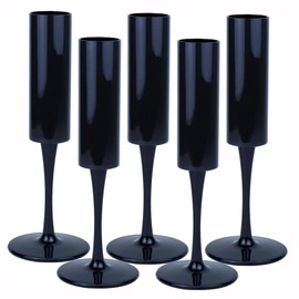 12 Pcs Acrylic Champagne Flutes 6 OZ Black Champagne Flutes Plastic Tall Stemmed Champagne Glasses, Unbreakable Goblet Glasses Champagne Flutes for Wedding Anniversary Christmas Birthday Party-Black