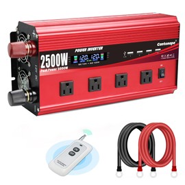 Cantonape 2500W Power Inverter 12V to 110V/120V DC to AC with LCD Display, Remote Controller 4 x AC Outlets and 4 x 3.1A USB Car Adapter for Car Truck Boat RV Solar System