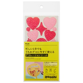 Plus Fl-307CF 91-464 Fan Decorative Sticker, Itoshi-Shikatsu, Can Be Used Now Even During Busy Times, Red & Pink