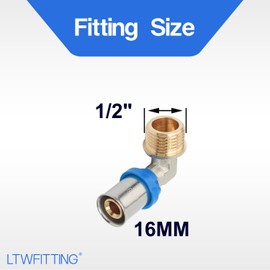 LTWFITTING Press Fitting with Angle 90° with 1/2 Inch External Thread for Composite Pipe 16.0 mm Pipe Multilayer Composite Pipe (Pack of 5)
