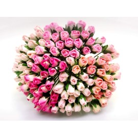 PLF Set of 100 Tiny Rose Buds Mulberry Paper Flower Mixed Tone Pink Rose2 Craft Handmade Wedding Size 0.15" Very Small Scrapbook for so Many Card Craft Projects