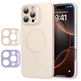 ESR for iPhone16 Pro Max Case with MagSafe, Supports Magnetic Charging, Smooth & Slim Silicone Case, Shockproof, Full Screen and Camera Protection, Soft Microfiber Lining,Light Tan