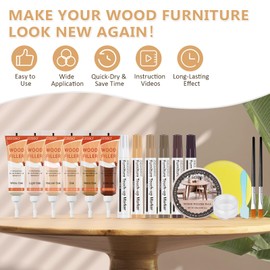 SEISSO Oak Furniture Repair Set, Laminate Repair Kit, 18 Pieces Repair Kits for Furniture Scratching, Wooden Furniture, Floors, Cabinets, Furniture Markers, Wood Repair Set