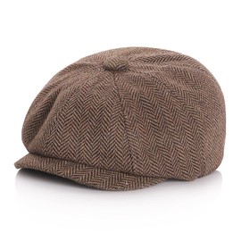 Boys Vintage Newsboy Cap Tweed Flat Beret Hat Cabbie Driver Hats for Kids for Kids Pageboy Hats (as8, Age, 4_Years, 7_Years, Coffee, Medium)