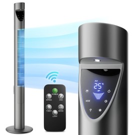 mollie Oscillating Quiet Tower Fan with Remote Control 3 Speeds 12H Timer Portable LED Display 47 Inch Electric Air Circulator Cooling Floor Standing Fan for Home Bedroom Office Living Room Gray