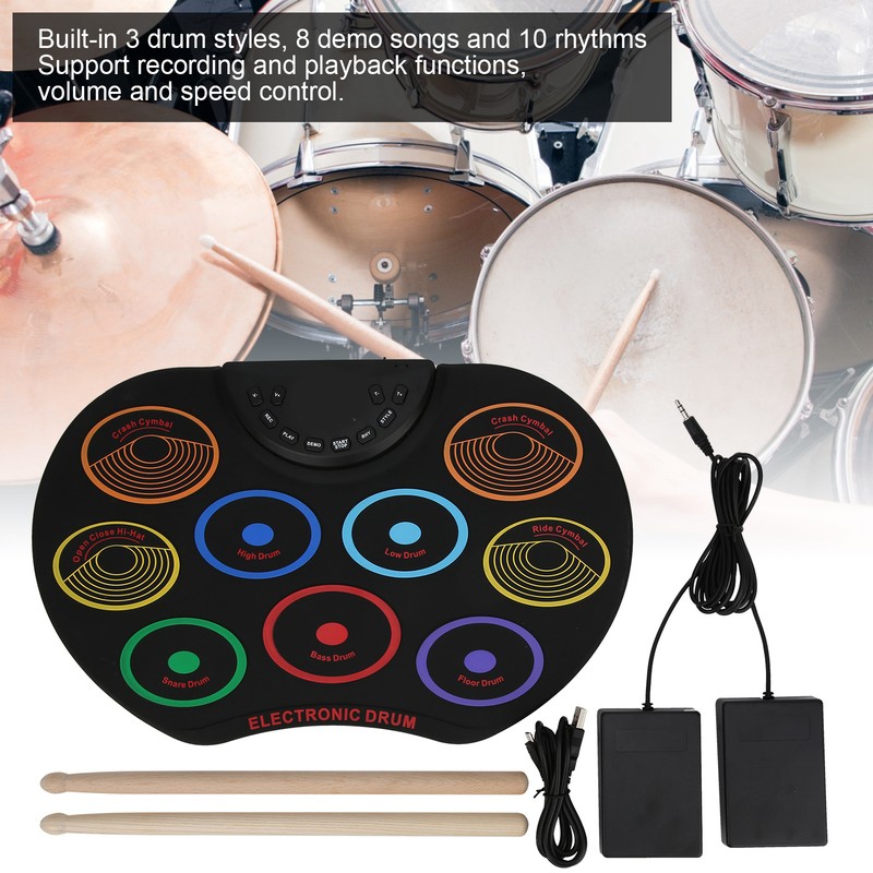 Electronic Drum Pad Portable Colored Hand Rolled Adult Beginner Percussion
