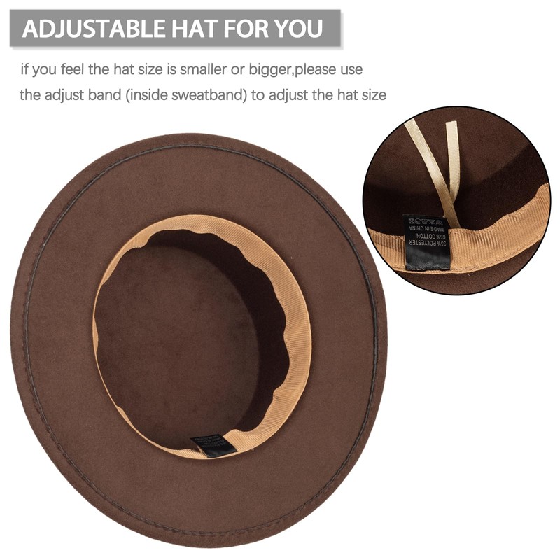 INOGIH Classic Boater-Fedora-Hat Wide-Brim Panama-Jazz Hat Flat-Top-Porkpie Felt Hat for