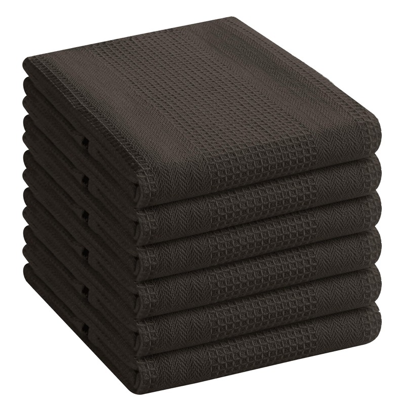 COTTONIVA Waffle Kitchen Towels Set - 6 Pack Cotton Dish