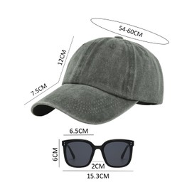 1 Piece of Retro Baseball Cap and 1 Piece of Sunglasses, Fashionable and Simple Baseball Cap, Outdoor Sun Protection Supplies, and Outfit Accessories. Military Green