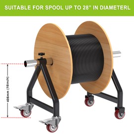 Lifeswell Wire Spool Rack, Portable Cable Caddy, Swivel Caster Wheels with Brake, Steel Fully welded Wire Rack Dispenser for up to 28" Diameter Spools, 220 lbs Capacity, Black