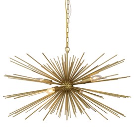 ZIRALIO Gold Sputnik Chandelier Vintage 4-Lights Geometric Starburst Chandelier Light Fixture Golden Sputnik Chandelier for Dining Room, Kitchen, Bedroom, Living Room, 30in