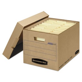 Bankers Box 7150001 Filing Storage Box with Locking Lid, Letter/Legal, Kraft, 25/Carton