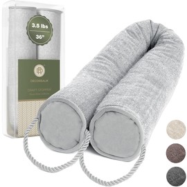 Under Door Draft Stopper and Blocker, Draft Guard for Doors and Windows, Decorative Fabric Cylinder Blocker Provides Weighted Door Insulation by DECOREALM (Grey, 36 Inches)