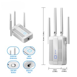 WiFi Extender Fastest Wireless Signal Booster 1200Mbps Dual Band (5.8GHz and 2.4GHz) WiFi Extender Signal Booster WiFi Repeater with Ethernet Port Covers 10k+ Sq.Ft and Connects 50+ Devices