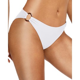 Zmart Women O Ring Bikini Bottoms Full Coverage Swimsuit Bottom Low Waist Low Rise Bathing Suit White L