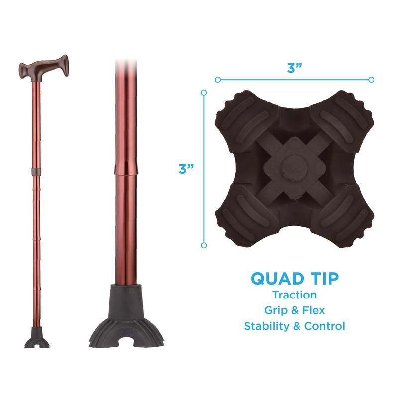 NOVA Medical Products Folding Cane, Walking Cane with Quad Tip,