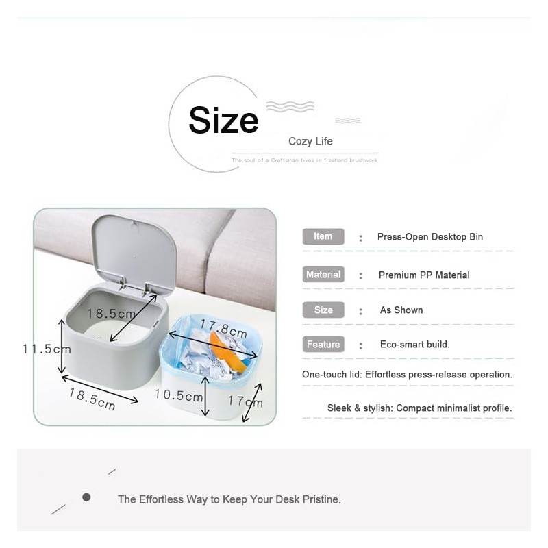 Desktop press type pop-up lid Scandinavian small rubbish bin small