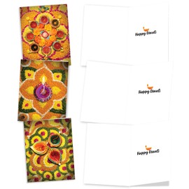 The Best Card Company 20 Assorted Diwali Notes Bulk Box Set 4 x 5.12 Inch with Envelopes (10 Designs, 2 Each) Diwali Wishes AM2816DWG-B2x10