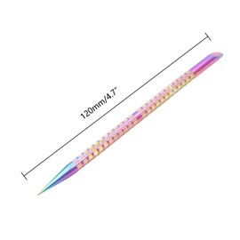 2 Pcs Holographic Stainless Steel Sticks Double Sided Nail Art and Cuticle Pusher Remover Manicure Pedicure Tool