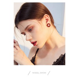 Crystal Flower Burst Stud Earirings Elegant Hypoallergenic Large Big Sterling Silver Sparkly CZ Cubic Zirconia Rhinestone Daisy Sunflower Floral Cluster Flower Stud Earrings Bridal Wedding Party