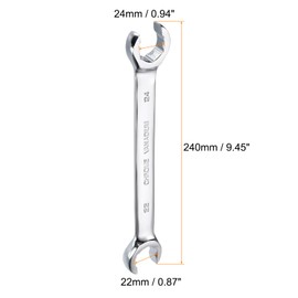 HARFINGTON 3pcs Flare Nut Metric Wrench 22mm x 24mm High Carbon Steel Mirror Polished Chrome Plating Metric Wrench for DIY Hand-making Automotive Repairs and Household Maintenance