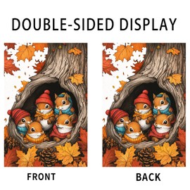 Nuxovilar Thanksgiving Garden Flag Fall Garden Flag 12x18IN Squirrels Autumn Nest Yard Porch House Double - Side For Home Outdoor Yard Patio Lawn Decor